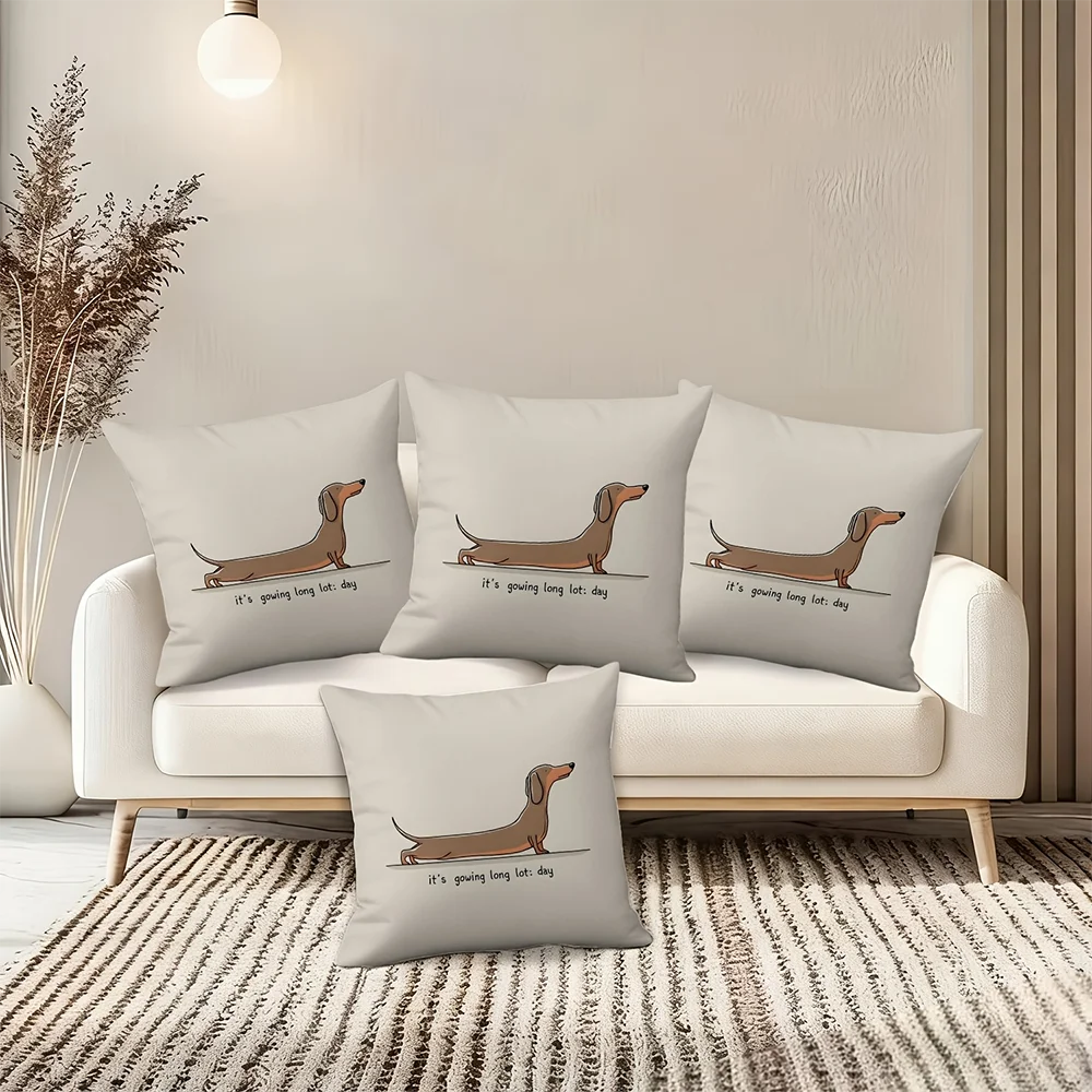 Housse de Coussin Teckel - Motif Chien Rigolo