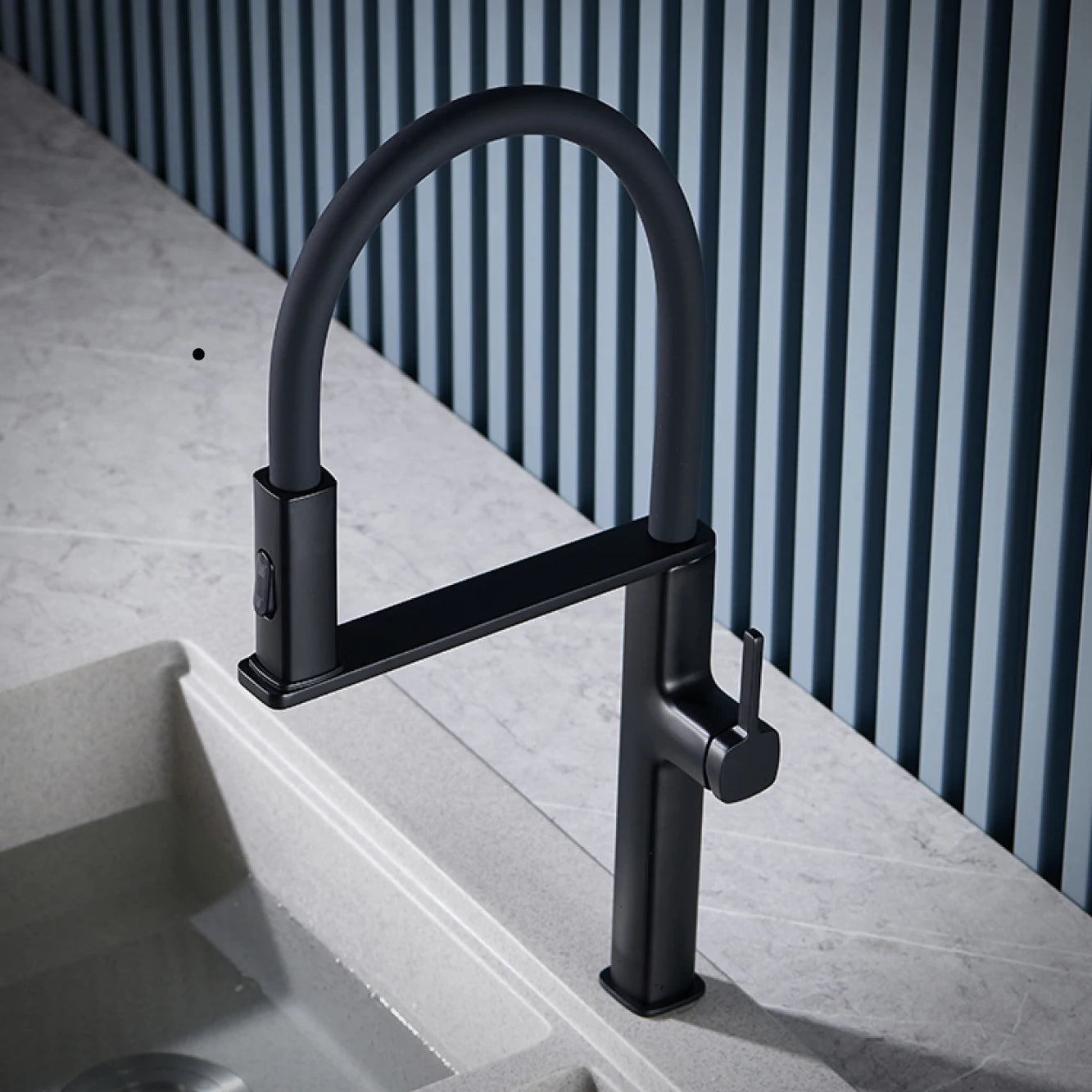 Robinet de Cuisine Noir Laiton Magnétique Double Fonction