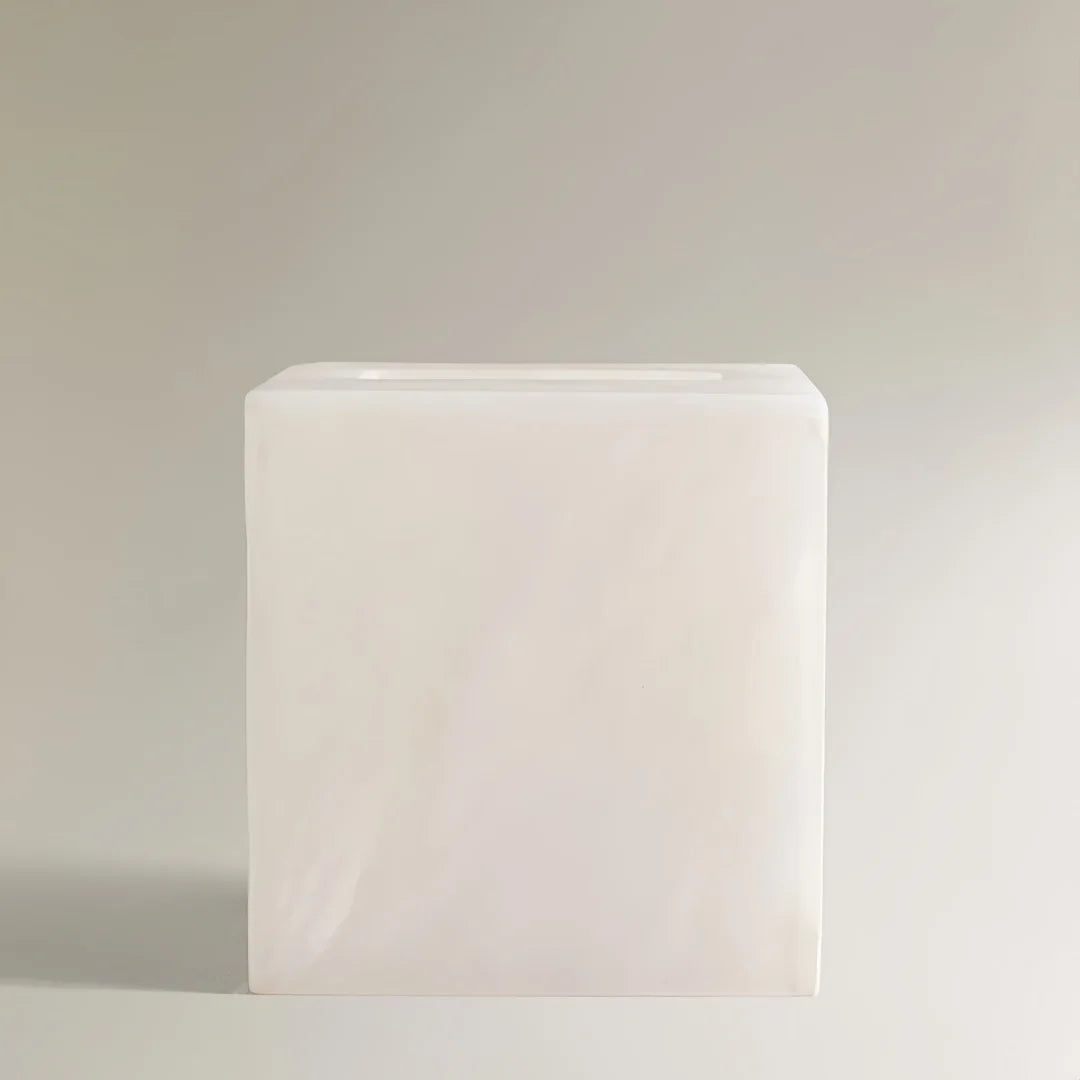 Boîte à Mouchoirs en Marbre Albâtre Naturel - Design Carré