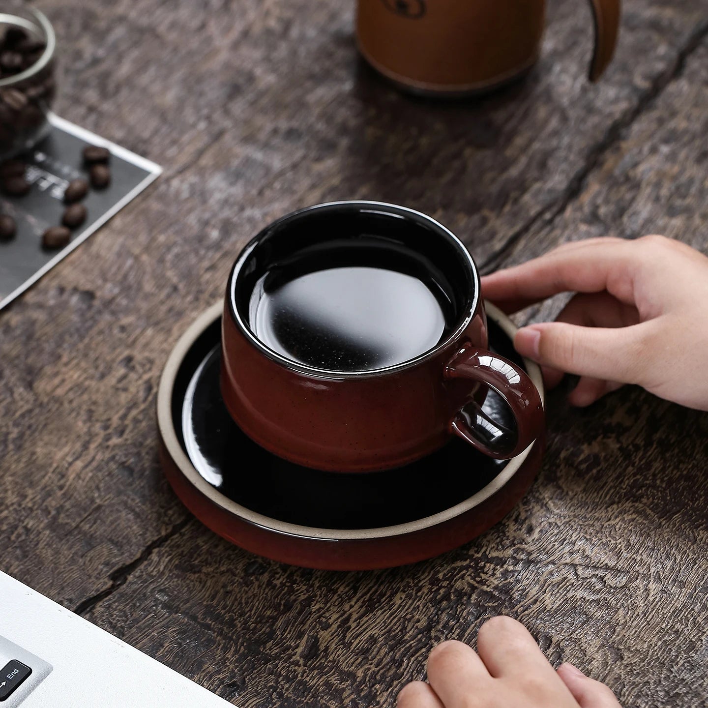 Tasse en Céramique Nordique avec Plateau 290ml