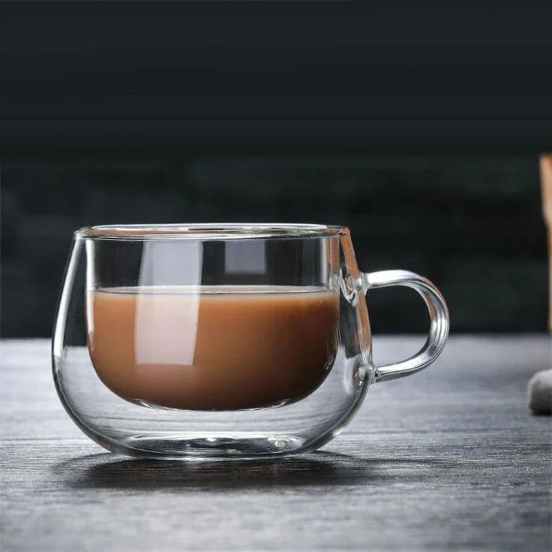Tasse en Verre Borosilicate Double Paroi Résistante à la Chaleur