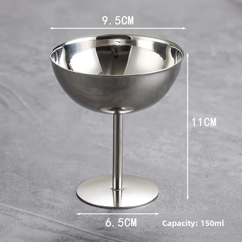Coupe à Dessert Acier Inoxydable Style Rétro Base Haute