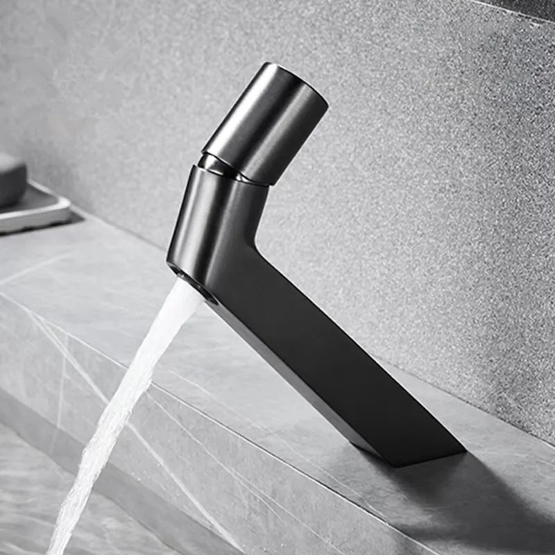 Robinet de Lavabo Or Brossé Design Créatif Une Poignée