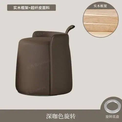 Tabouret d'Assise Rembourré en Cuir - Design Nordique