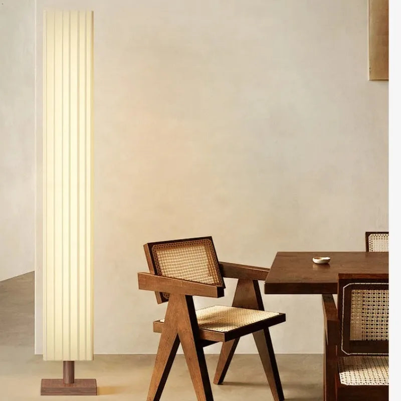 Lampe sur Pied Bois et Tissu - Veilleuse Décorative LED