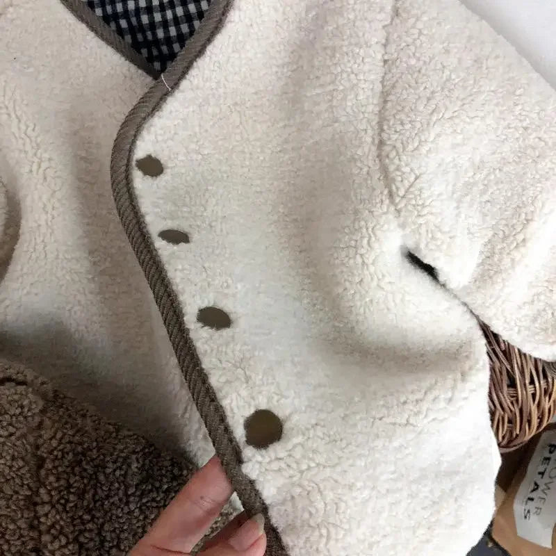 Veste Enfant Réversible Chaude à Carreaux