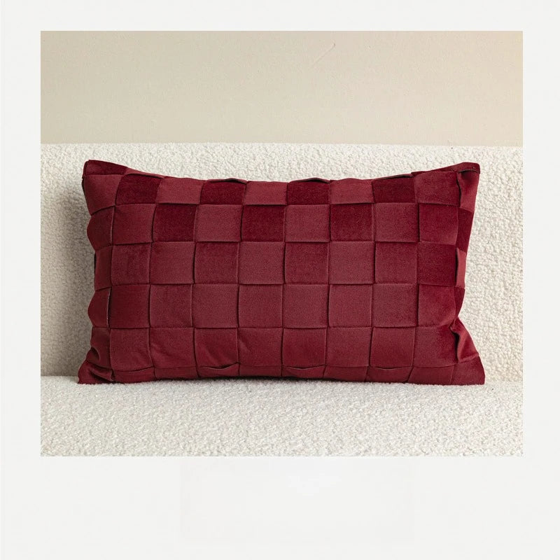 Housse de Coussin Luxe Bordeaux et Noir Bicolore