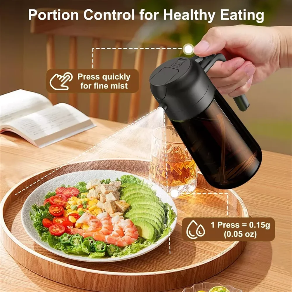 Distributeur d'Huile 2-en-1 Verre avec Vaporisateur 470ml