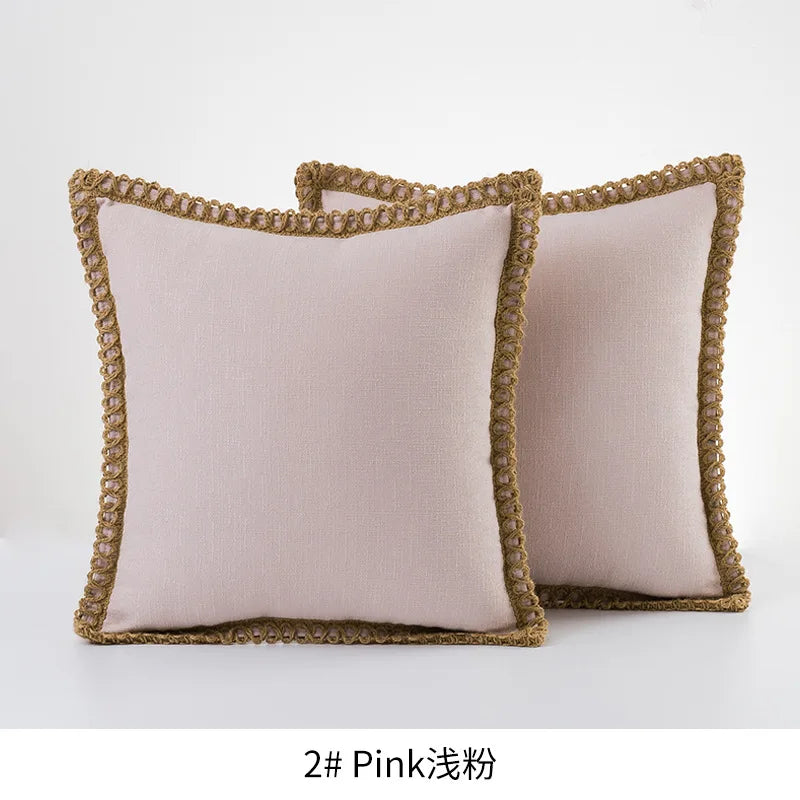 Housse de Coussin Champêtre Bordée - Style Farmhouse