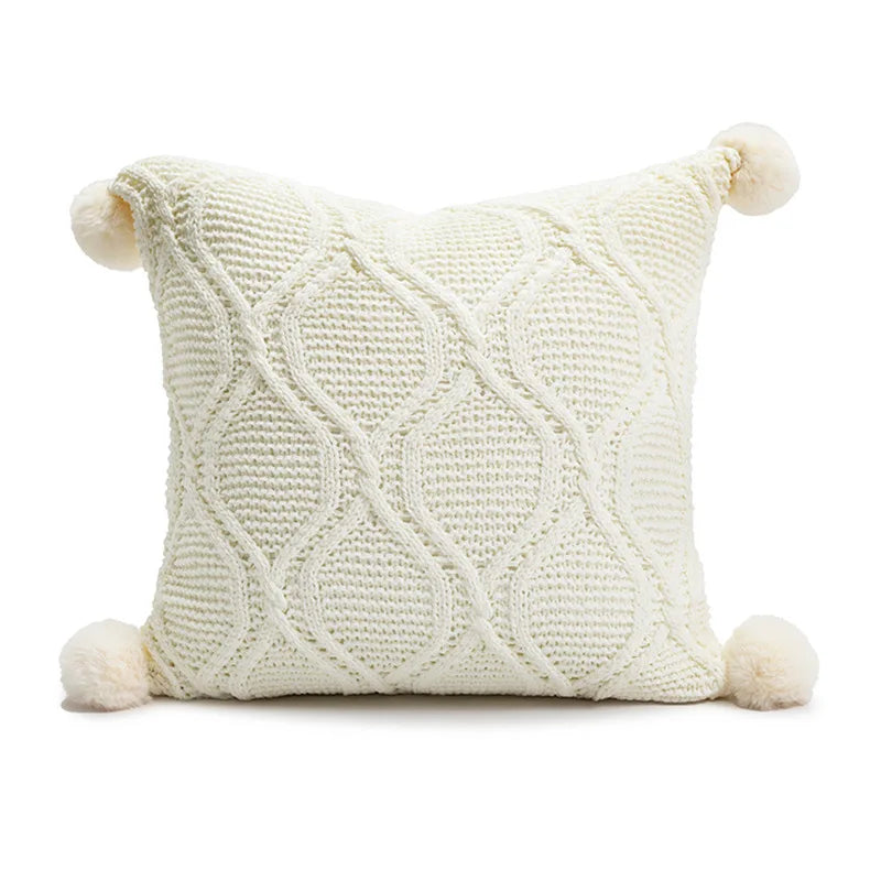 Housse de Coussin Nordique Noël Beige Blanc Brodée Lettres