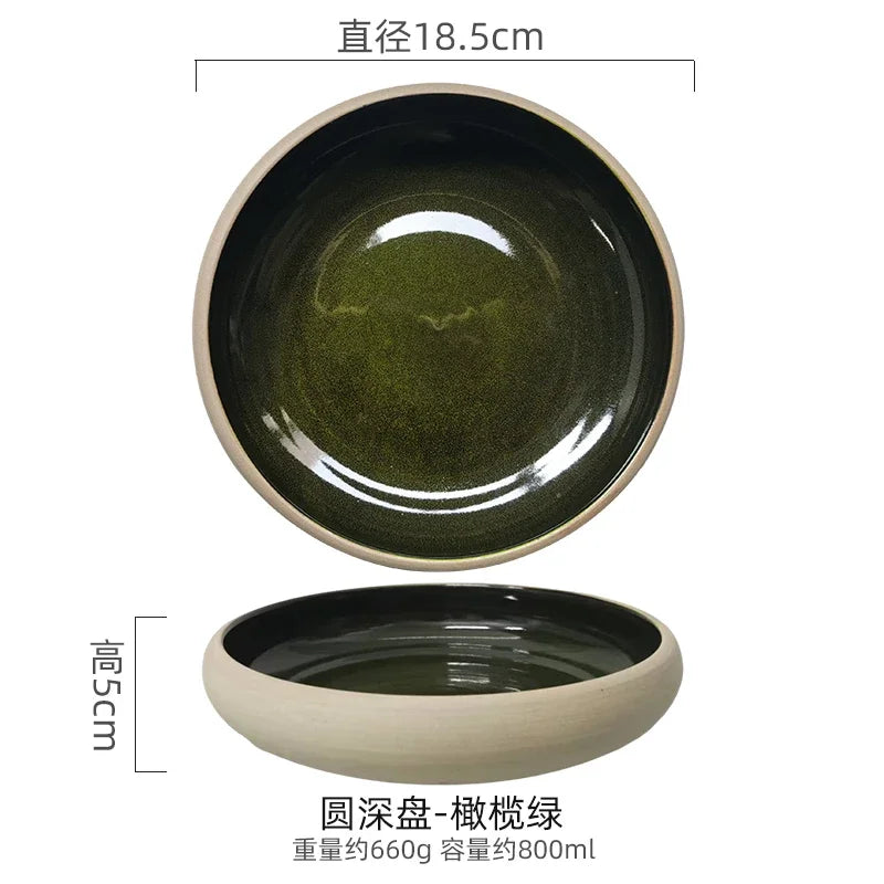 Japanese Round Deep Plate – Stoneware Dinner & Pasta Bowl