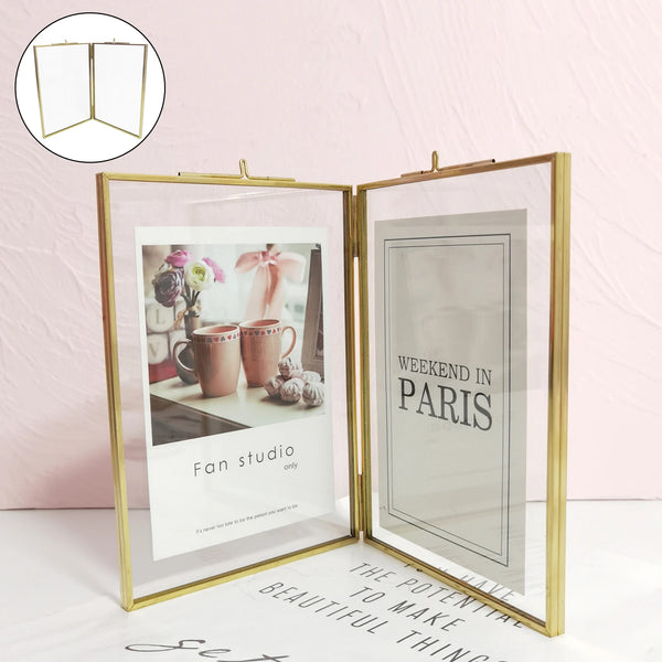 Cadre Photo Suspendu en Métal et Verre - Double Face