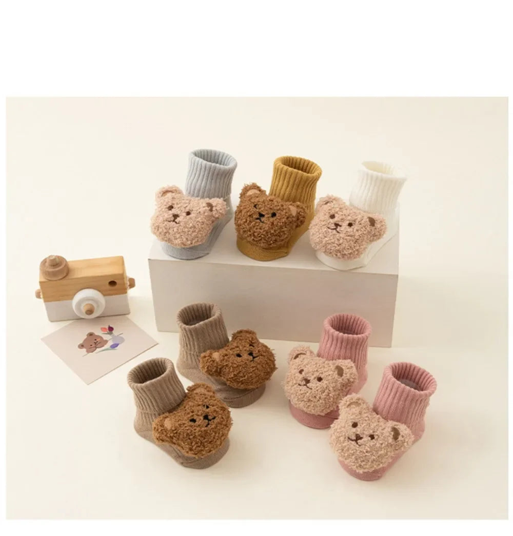 Chaussettes Bébé Hiver Motif Ourson Épaisses