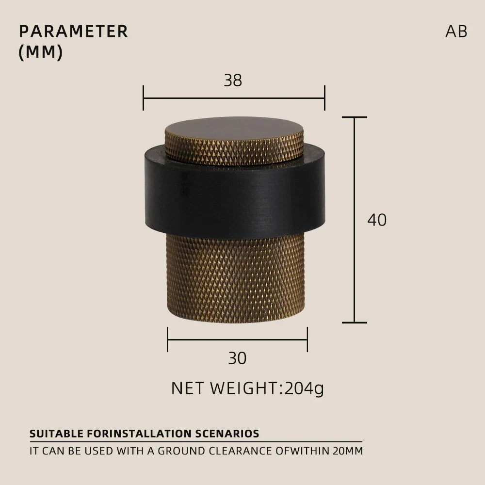 Brass Door Stopper – Knurled Floor-Mount Hardware