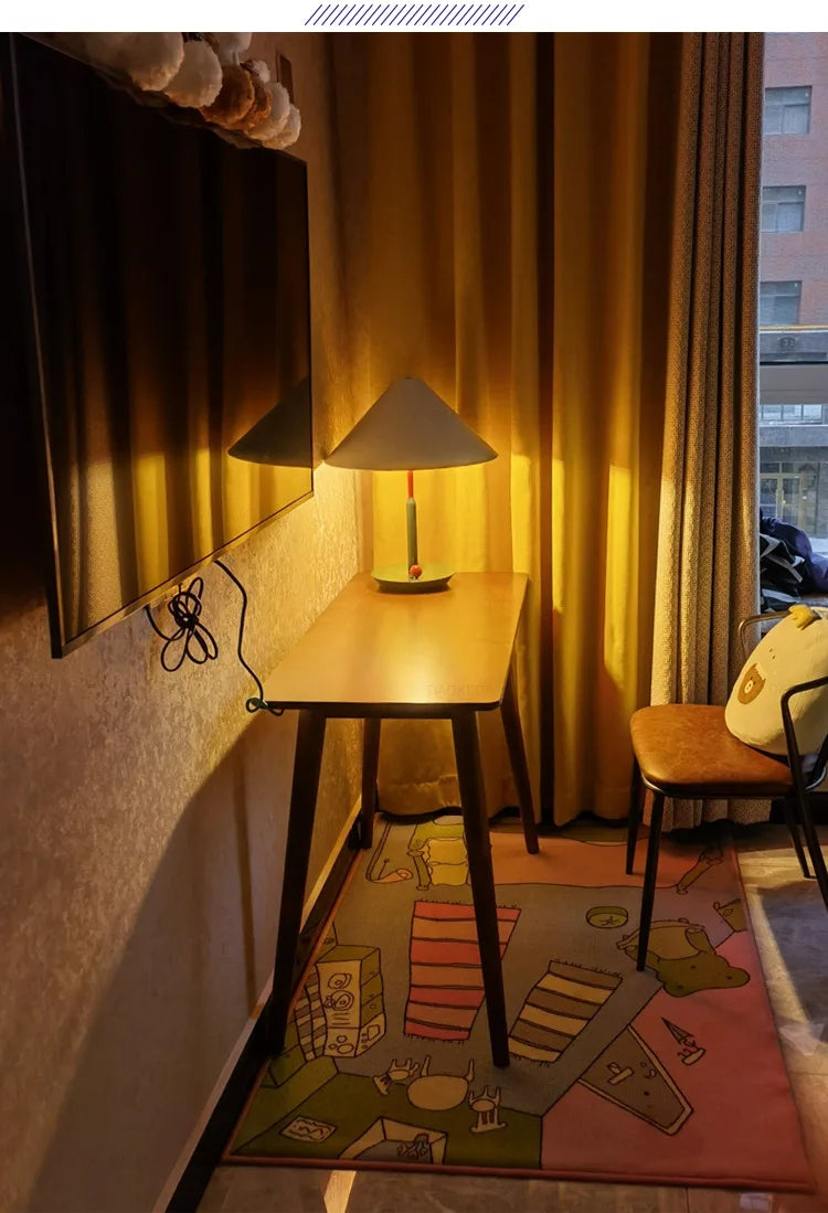 Lampe de Table Bambou Forme Chapeau Style Nordique