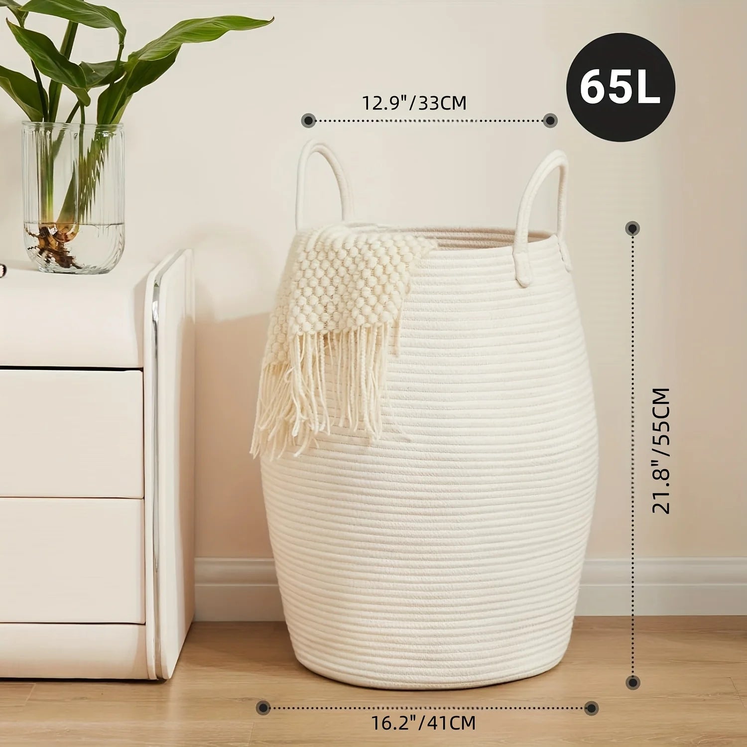 Panier à Linge Bohème Haut Pliable en Tissu 22 Pouces