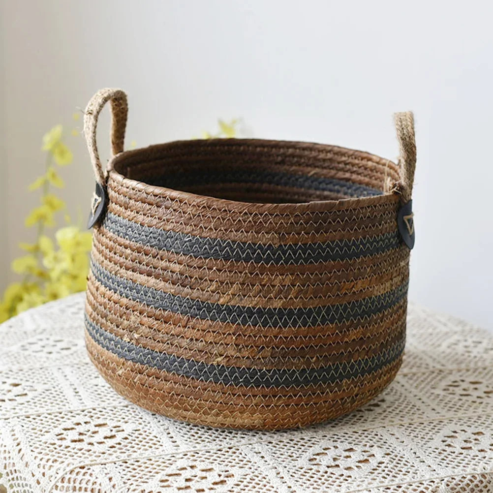 Panier à Linge en Corde Tressée Pliable Rotin