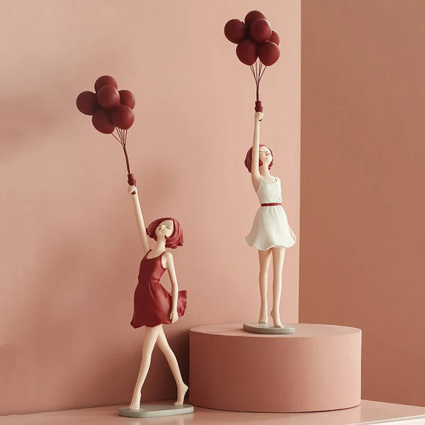 Statuette Fille au Ballon Sculpture Décorative Luxe