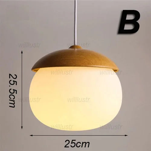 Suspension Créative Effet Noix Bois Métal et Verre