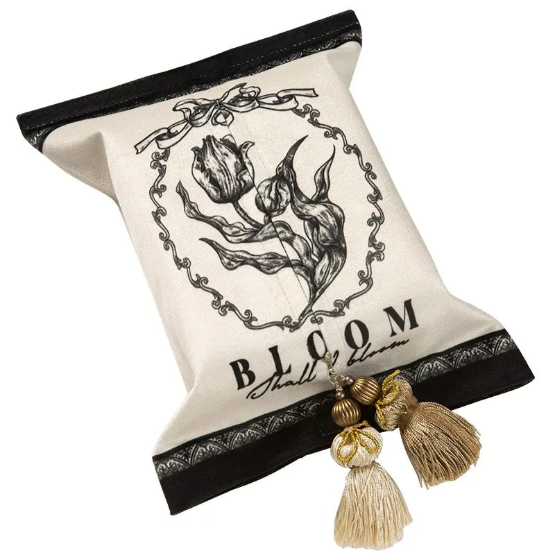 Boîte à Mouchoirs en Velours avec Pompon - Design Chic