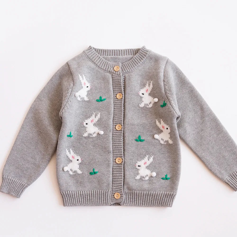 Cardigan Fille Brodé Motif Champignon