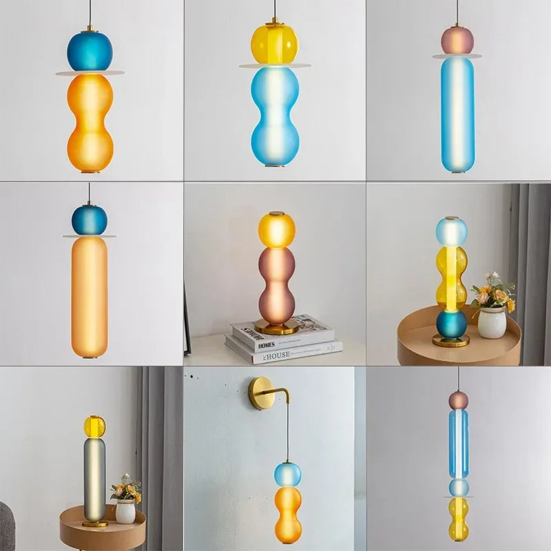 Suspension Design en Verre Coloré Vitrail