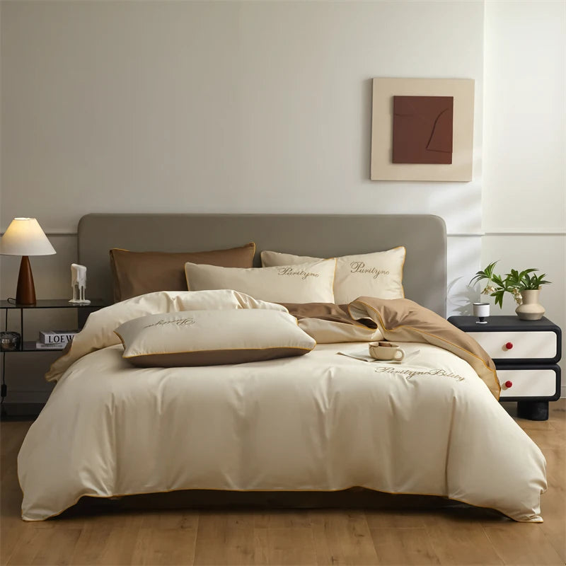 Set Housse de Couette Coton Égyptien avec Taies