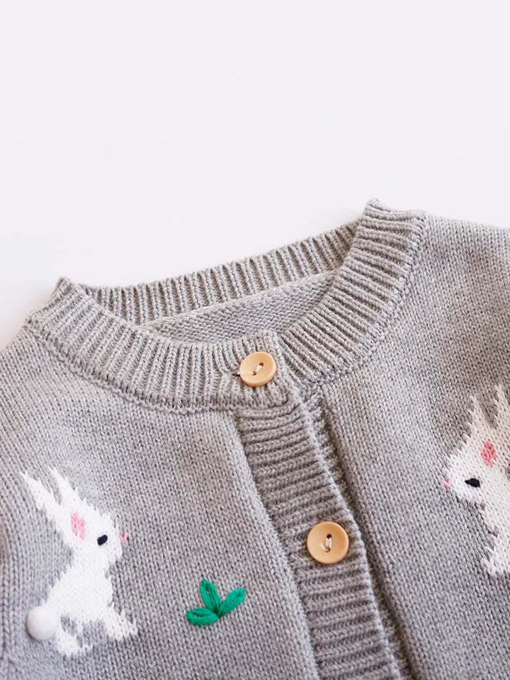 Cardigan Fille Brodé Motif Champignon