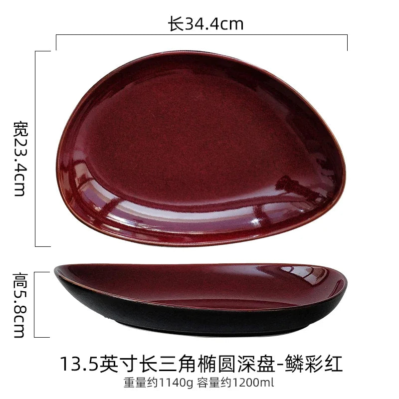 Assiette Creuse Triangulaire Céramique Style Japonais