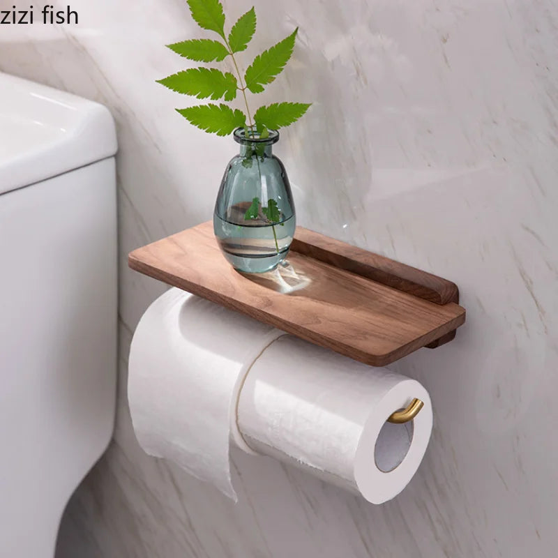 Porte-Essuie-Tout Mural en Bois et Acier Inoxydable