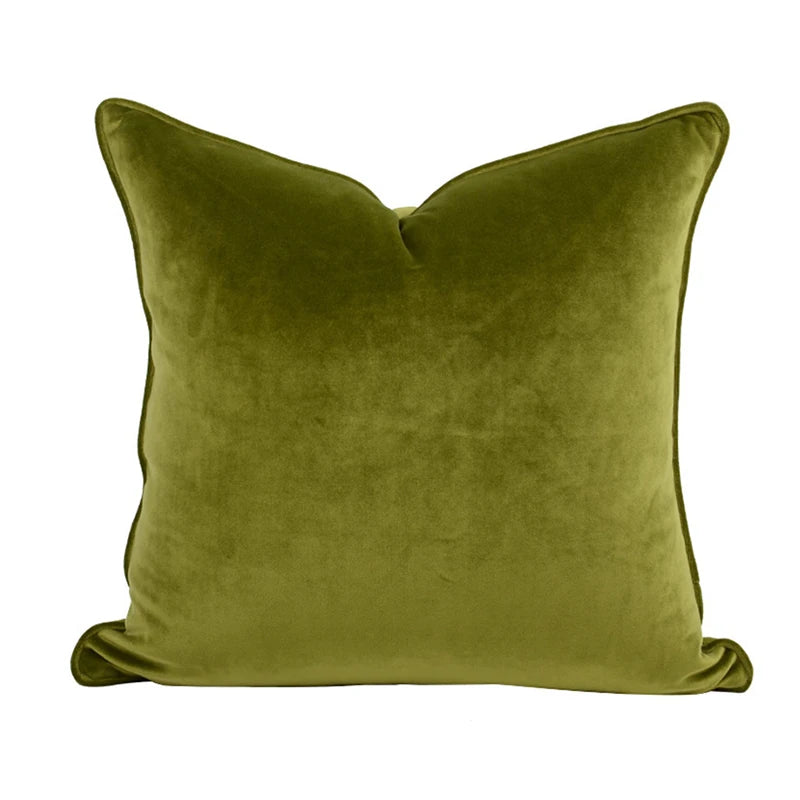 Housse de Coussin Velours Italien Vert Olive Uni