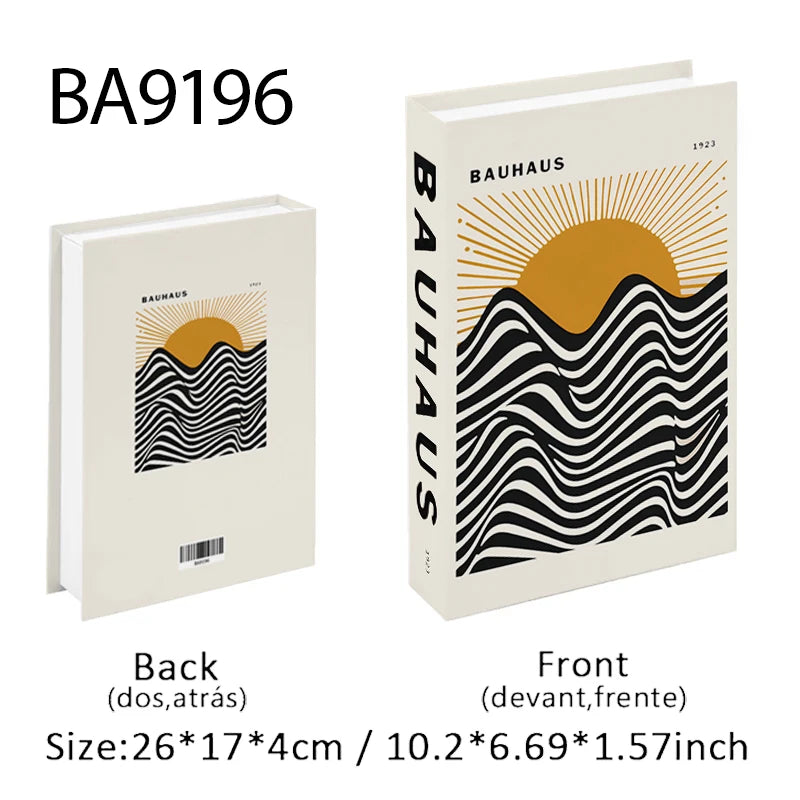 Faux Livres Décoratifs Boîte de Rangement Style Bauhaus