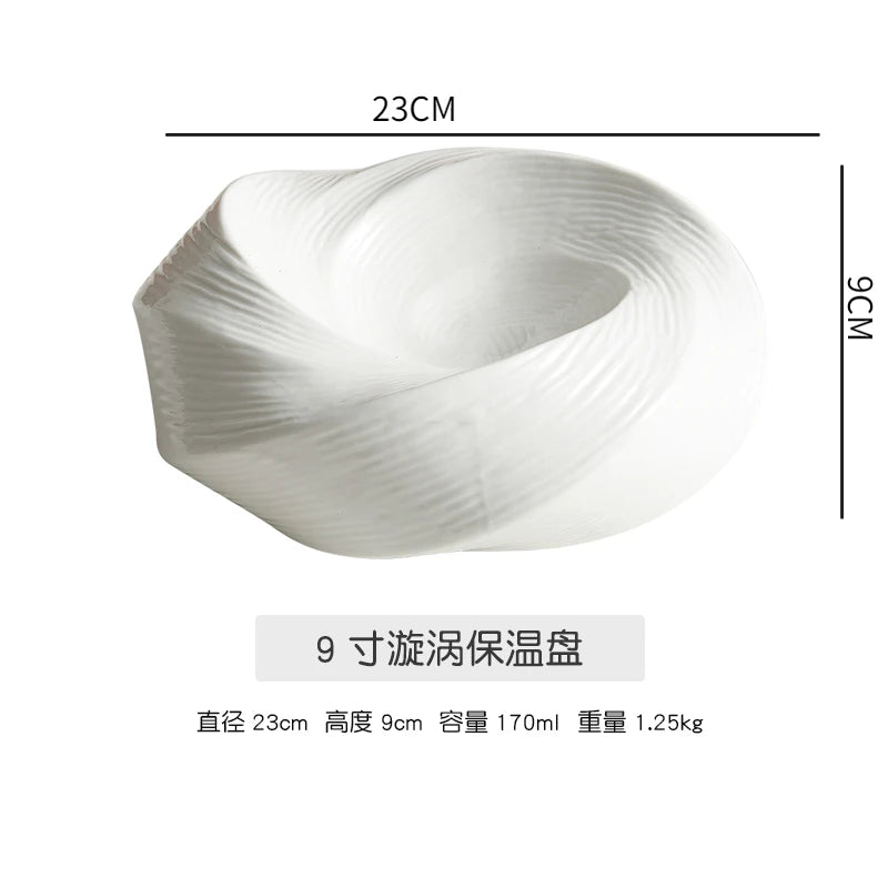 Plat en Céramique Blanche Design Artistique pour Salade et Fruits