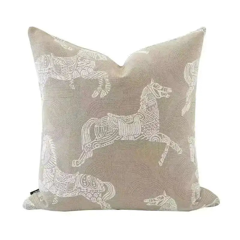 Housse de Coussin Jacquard Géométrique Gris Avoine Luxe Minimaliste
