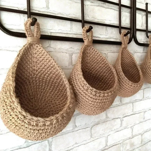 Panier Mural Suspendu Tressé pour Fruits et Légumes