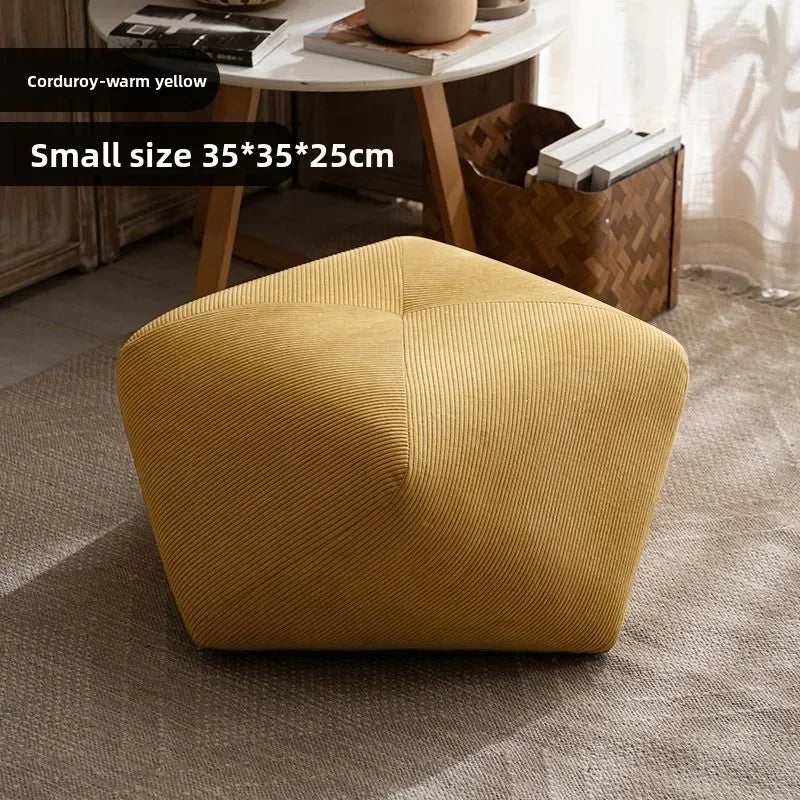 Tabouret Octogonal Bois et Cuir - Style Européen
