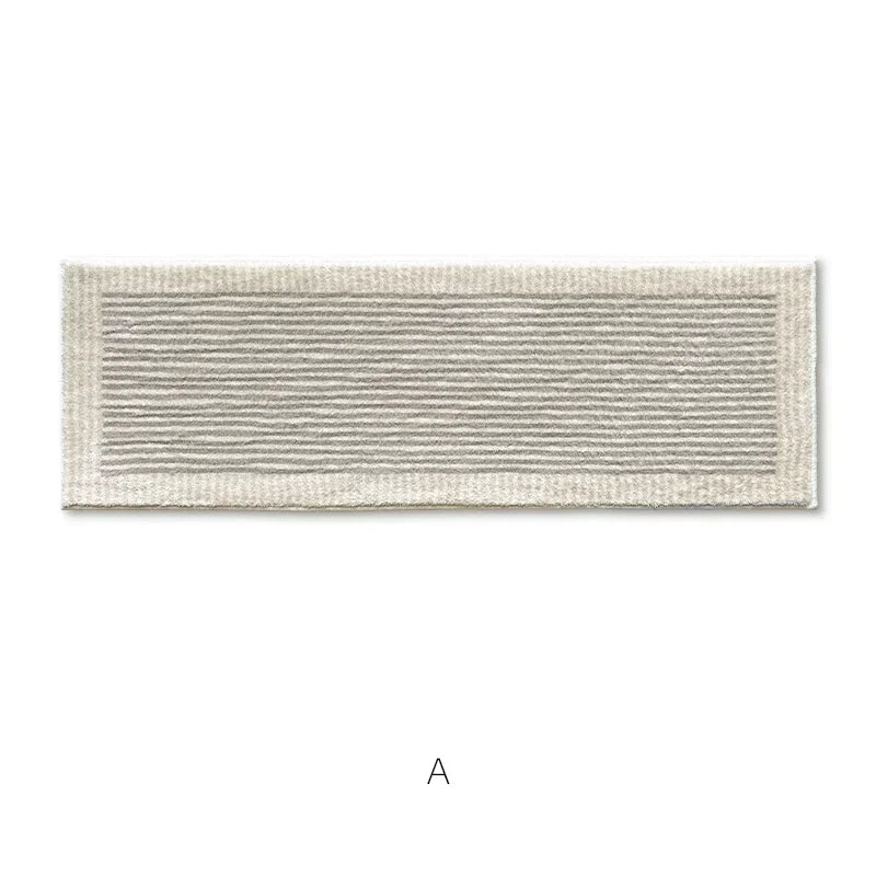 Tapis de Chevet Minimaliste à Rayures - Doux et Antidérapant