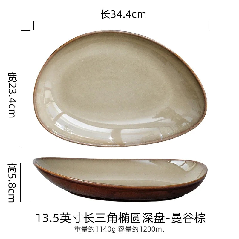 Assiette Creuse Triangulaire Céramique Style Japonais