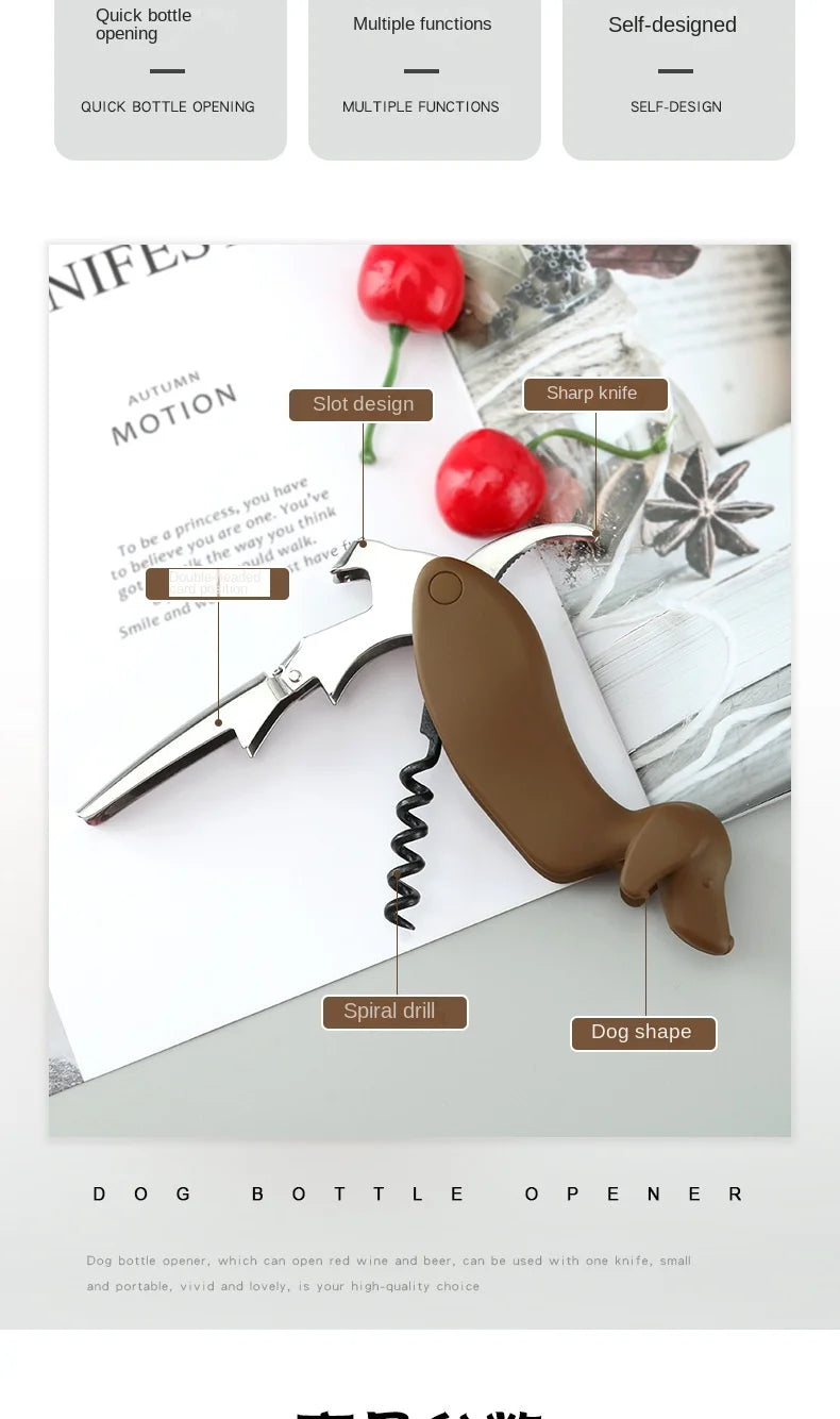 Tire-Bouchon Forme Chien avec Coupe-Capsule