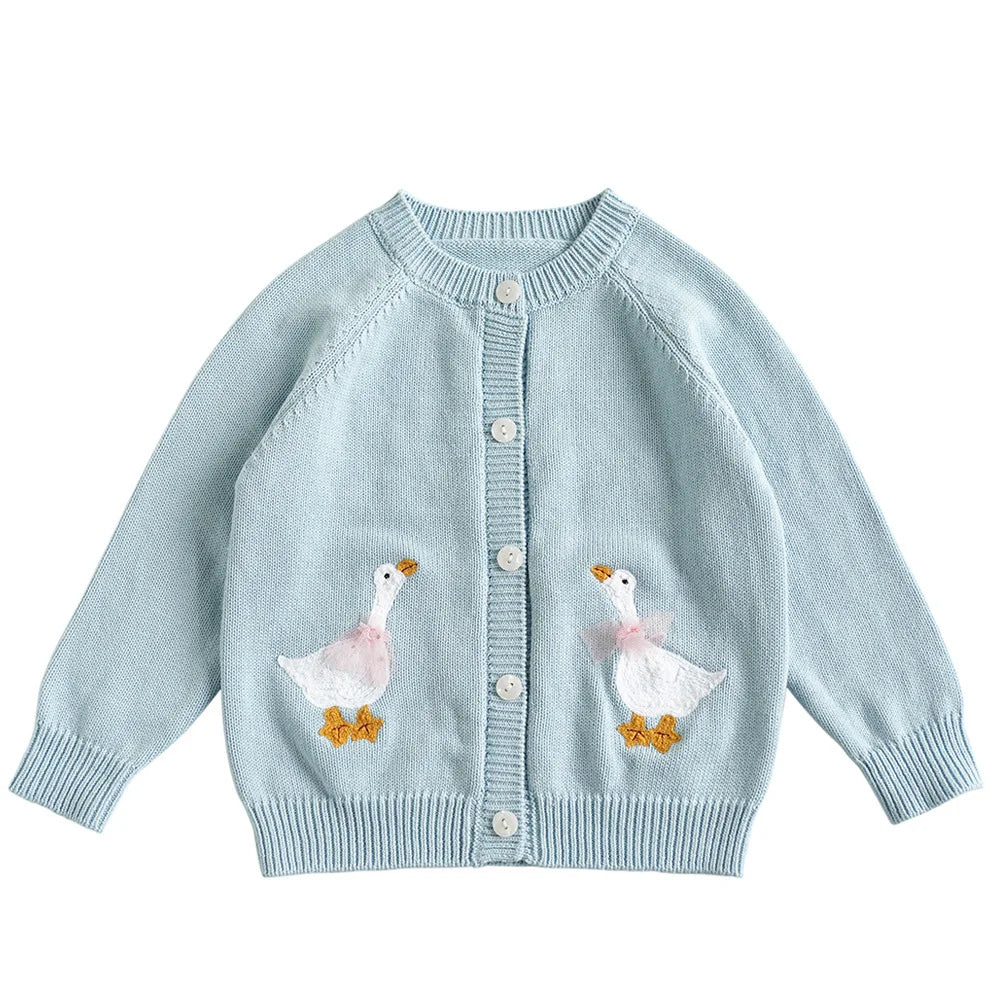 Cardigan Fille Brodé Motif Champignon