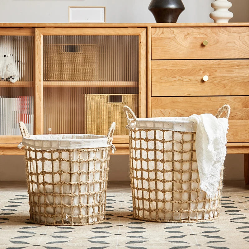 Panier à Linge Tressé Coton et Lin Respirant