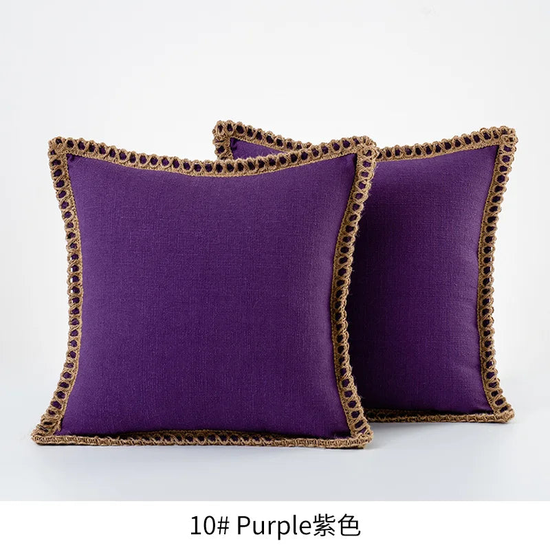Housse de Coussin Champêtre Bordée - Style Farmhouse