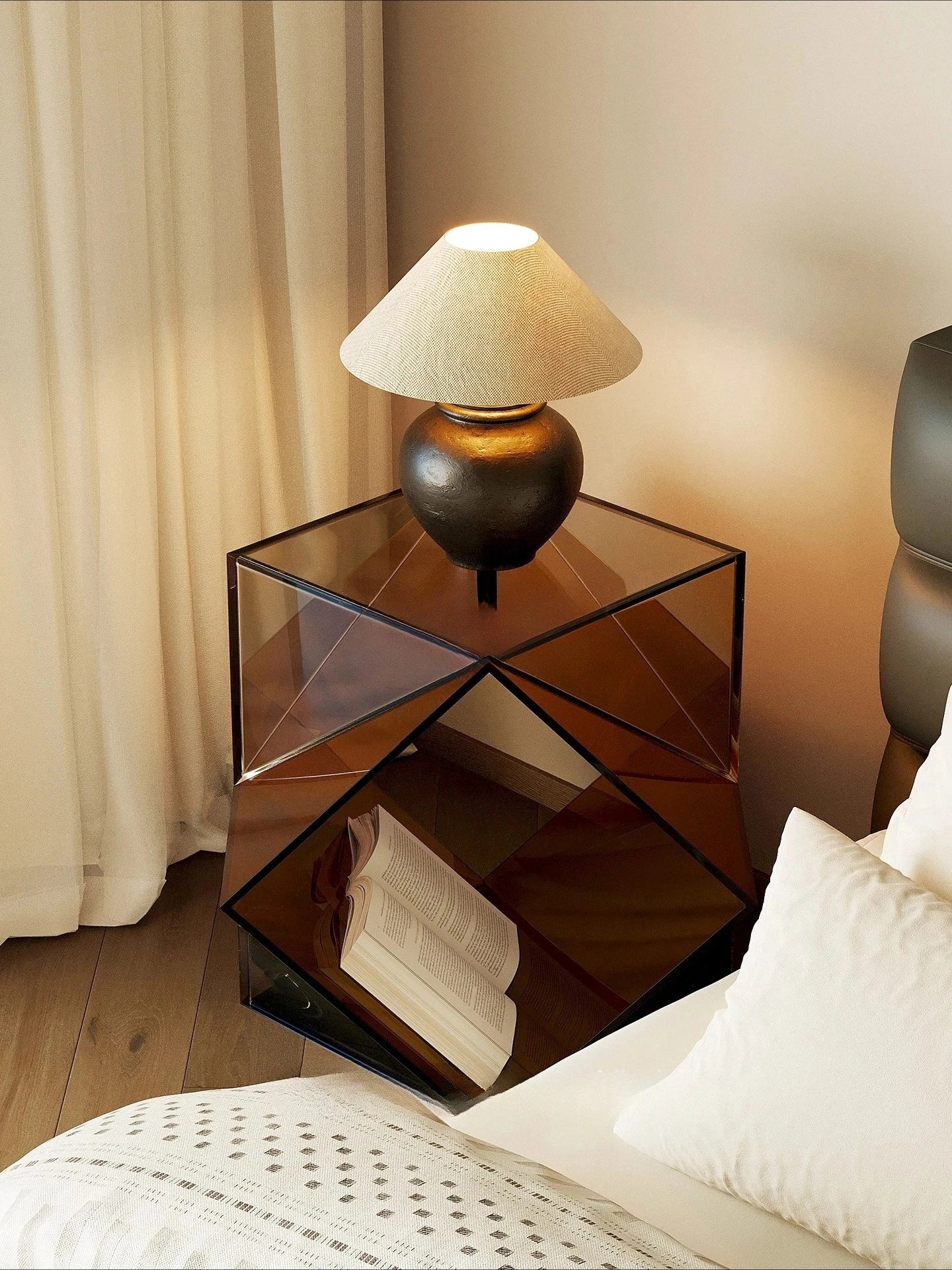 Table de Chevet Design en Acrylique - Rangement Minimaliste
