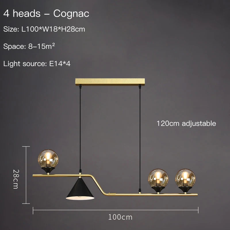 Suspension Boule de Verre Noire - Style Nordique LED