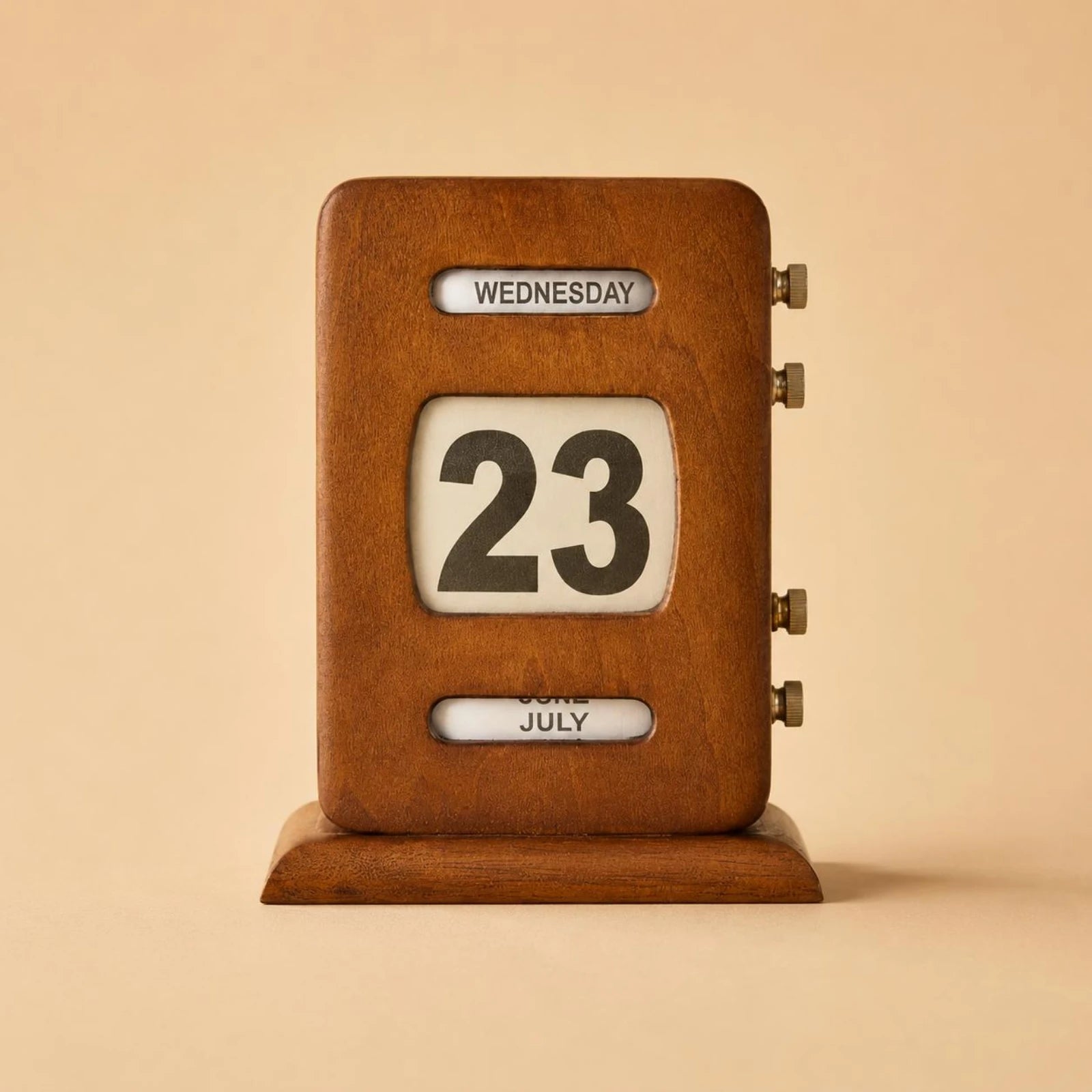Calendrier Perpétuel Rétro Bois Réglable pour Bureau