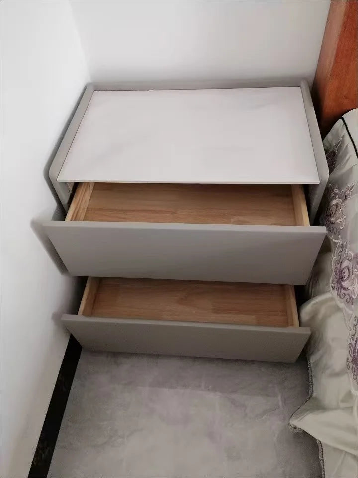 Solid Wood Nightstand – Hidden Handles, No Assembly
