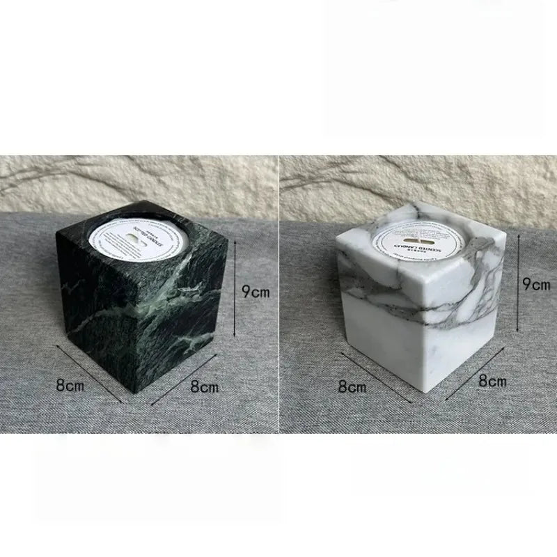 Bougeoir en Marbre Naturel - Coloris Arabescato ou Vert Alpi