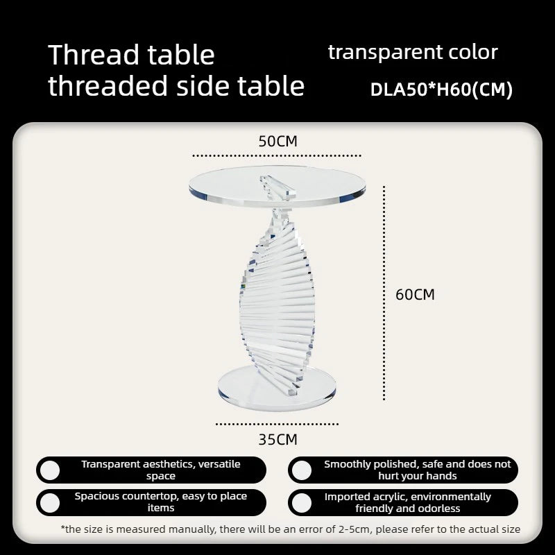 Table d'Appoint Ronde Transparente - Style Nordique