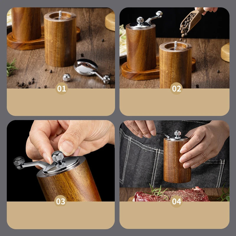 Ensemble Moulins à Poivre et Sel Bois d'Acacia Classique