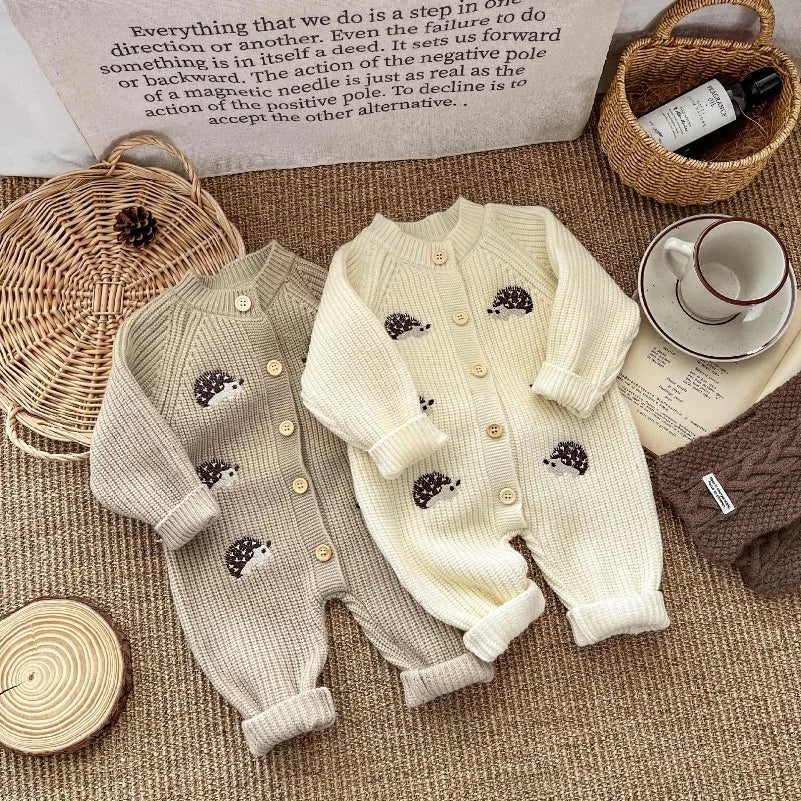 Barboteuse Bébé Tricotée Motif Hérisson